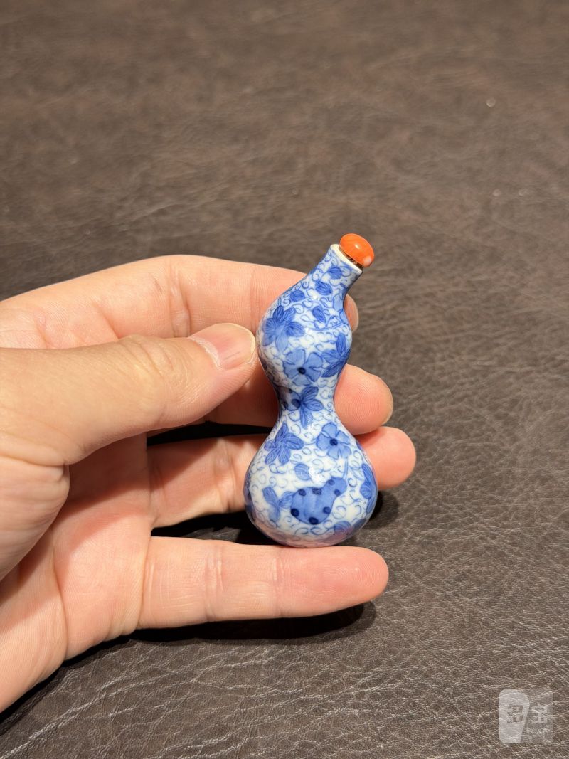 清乾隆 青花瓜瓞绵绵仿生葫芦瓶 - 图8